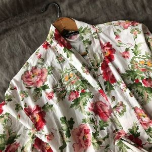 Floral kimono dressing robe